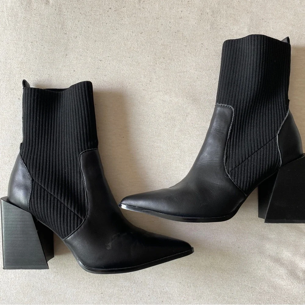 Steve Madden Black Heeled Boots - Picture 3 of 8
